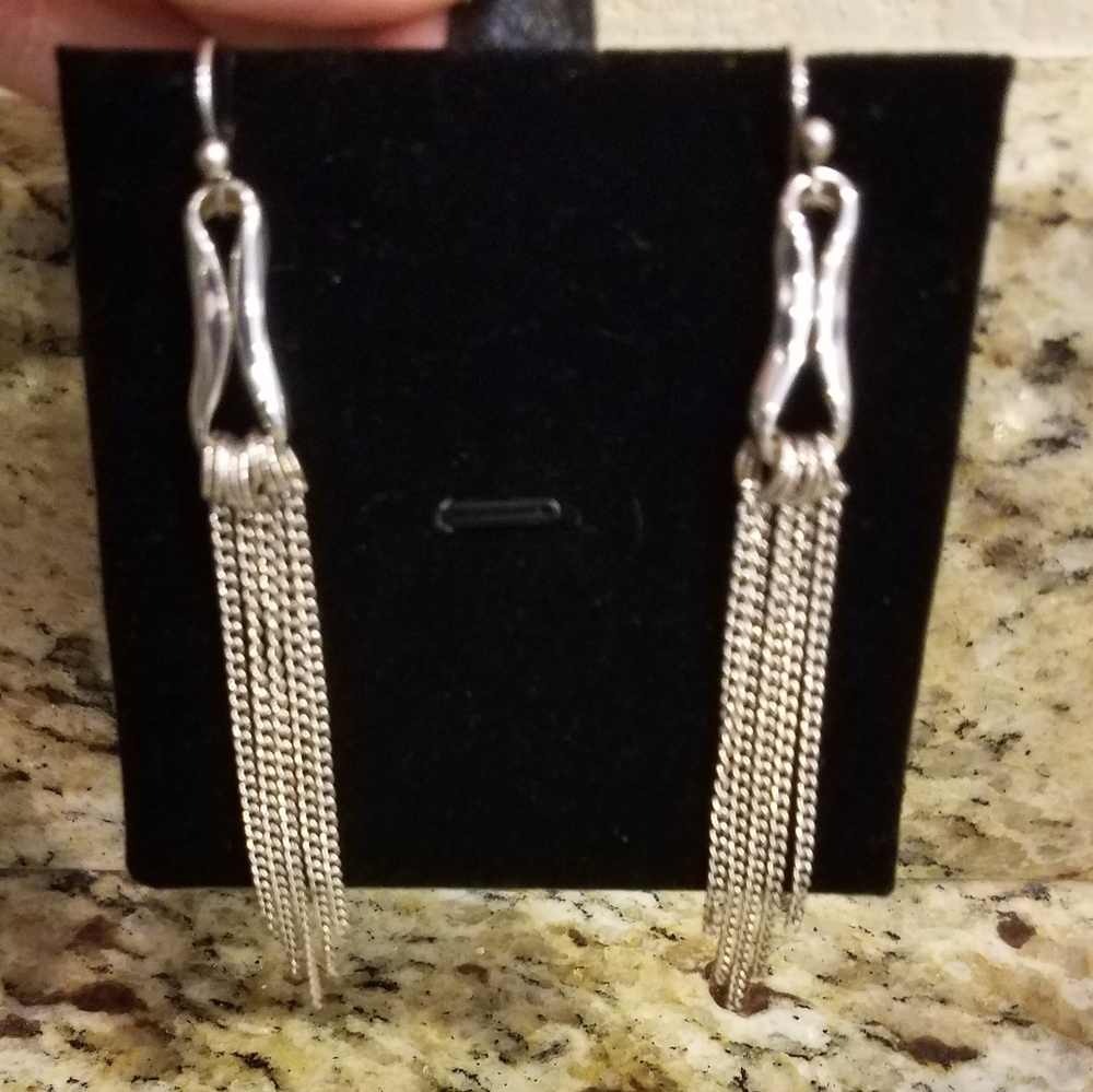 Sterling Silver Multi Chain Dangle Earrings